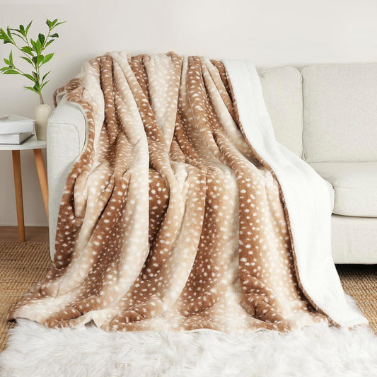 Cozy Faux Deer Print Blanket