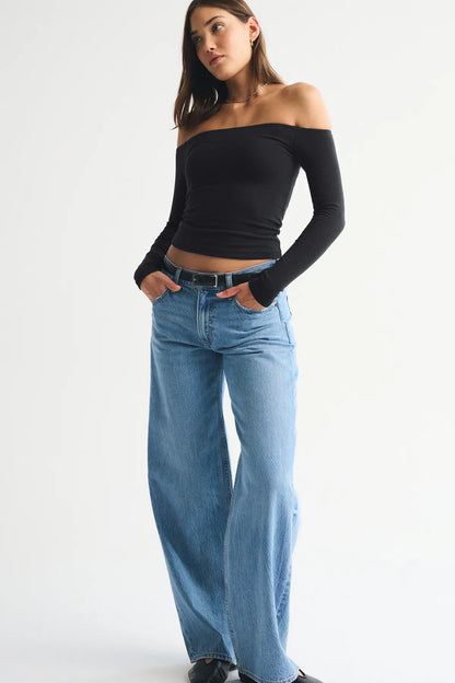 Bra Free Off the Shoulder Long Sleeve Top